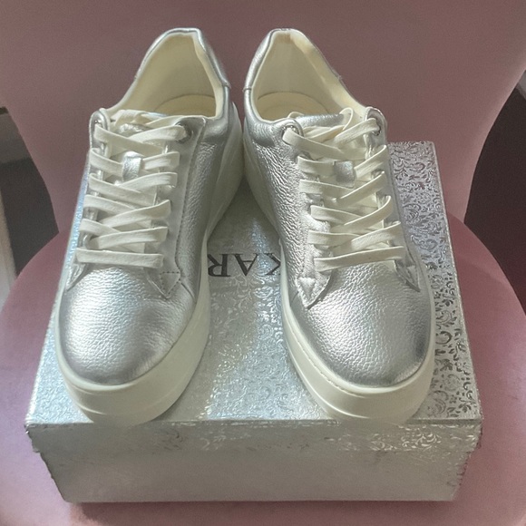 Dune London Metallic Silver Women's Sneakers - Picture 1 of 5
